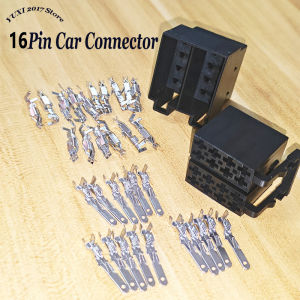 16Pin 3.5mm Auto Audio Cable Socket Automotive ISO Wire Plug Female Male Connector For Most Radios Car Accessories Connector