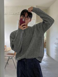 Áo Len Dệt Kim Cổ Henry Rộng Rãi Mùa Thu Đông Phong Cách Hàn Quốc Thoải Mái Cao Cấp Áo Len Cardigan Dài Tay Màu Trơn