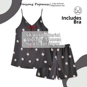 DAISONG | Cloud Cotton Strap Short Pants Pajama Set