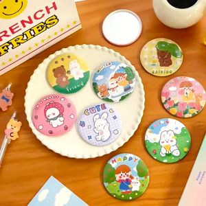 Cermin Bulat Aesthetic Kaca Cermin Make up Karakter Cermin Kecil Travel Size Murah