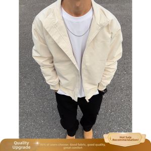 OUMULONG | Wolf Gray Stand-collar Masculine Style Shoulder-width Accentuating Bomber Jacket