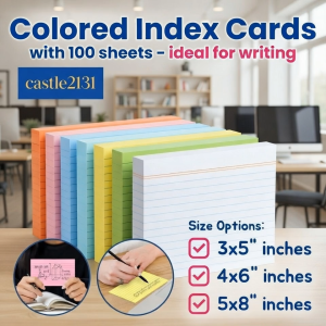 Fouce Colored Lined Index Card 150gsm 100 Sheets 3x5 4x6 5x8 Premium Quality