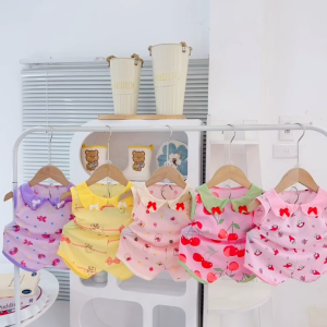 [A04] Đồ bộ bé gái CỔ SEN đính nơ chất thun tăm lạnh mềm mát cho bé từ 4 - 16kg - DH KIDS