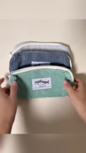 Pencil Bag Multi-Purpose Mini Lipstick And Makeup Brush Pouch Large-Capacity Stationery Shark Embroidery Organizer Portable Office And School Supply Storage