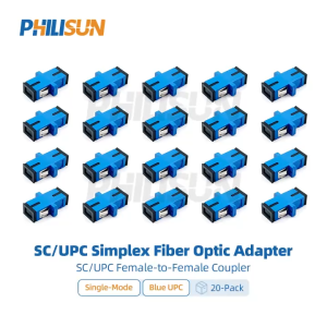 SC/UPC to SC/UPC Simplex Fiber Optic Adapter Female to Female Coupler Single Mode 20/50 Pack PHILISUN