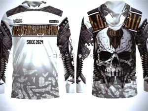 Mens Motorcycle Long Sleeve Hoodie Jersey with Hood Warmer Full Sublimation Design Menswear