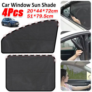4pcs Magnetic Car Sunshade Curtain / Anti-UV Front/Rear Window Sunshade Cover / Foldable Auto Window Shade / Universal Side Windows Mesh Curtain Cover