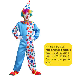 Parent-Child Circus Clown Polka Dot Jumpsuit Funny Magic Stage Performance Outfit Suitable for Halloween Party Carnival