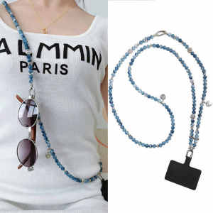 Clove Imitation Blue Crystal Beaded Mobile Phone Charm Sunglasses Chain Crossbody Long Halter Necklace Exquisite Lanyard Small Bag Chain