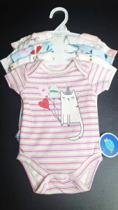 Yoji Baby 5pc Cotton Short Sleeves Onesie Bodysuit Jumpsuit for Baby Girls 0-12 Months Baby Clothes
