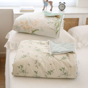 Simple Floral Cotton Summer Cool Quilt Pure Cotton Lace Edged Double Bedding Lightweight Air Conditioner Cover Polyester Filling