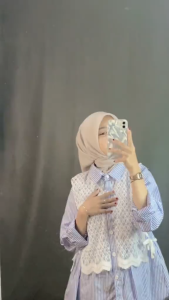 KEMEJA BLOUSE SALUR KOMBINASI BURKAT/ATASAN KEMEJA MIX BURKAT TERLARIS 2025