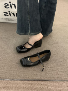 Retro Brown Pig Nose Commuter Single Shoes Womens Shoes French Style Square Head Mary Janes Small Leather Shoes Spring 2025