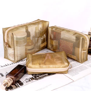 Túi Trang Điểm Mini Di Động Khóa Kéo Túi Đựng Mỹ Phẩm Đệm Bột Net纱 Vải Dễ Thương Bé Gái Hộp Sắp Xếp Lưu Trữ Hình Trái Tim Để Làm Đẹp