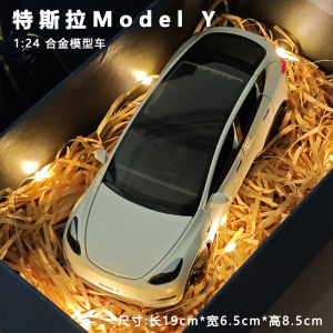 1:24 Tesla Model Y Alloy Toy Car Display Box Simulation TSLA Collectible Vehicle Decoration Item for Ages 14+ Male Female