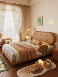 Princess Girl Boy Children Bed 1.5m Single Bunk Bed with Guardrail Cookie Bedroom Furniture Kids Storage Wardrobe Soft Surface