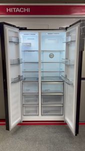 HITACHI 525L Nett Dual Sensing control Humidity Control Mirror Touch  Controller  3 Layer Storage Drawers /Peti Ais 2 Pintu Inverter (HRSN9552DXMY) Peti Sejuk/Fridge/冰箱 HRSN9552DXMY