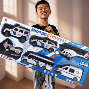 YANGBEI | New Children Police Car Set Motorcycle Bus Cars 3-6 Years Old