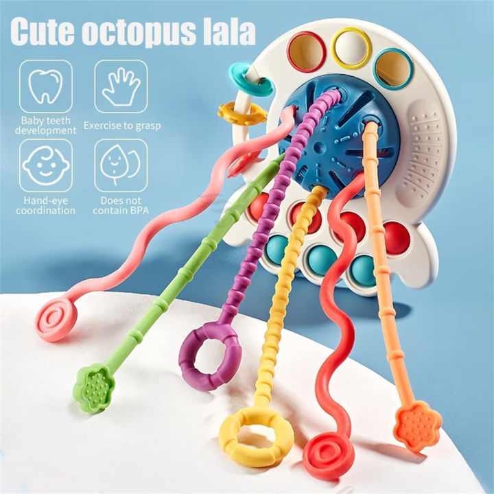 Montessori Pull String Sensory Toys Baby 6 To 12 Months Silicone Activity Teething Toys Christmas gift