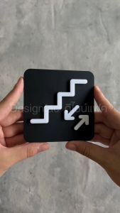 ป้ายขึ้นลงบันได ป้ายทางขึ้นลงบันได ป้ายไอคอน ป้ายสัญลักษณ์อะคริลิค สไตล์โมเดิร์น มินิมอล ลอฟท์