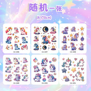 Kids Cute Cartoon Unicorn Glitter Color Tattoo Sticker Girl Shiny Crystal Waterproof and Durable Small Pattern Stickers