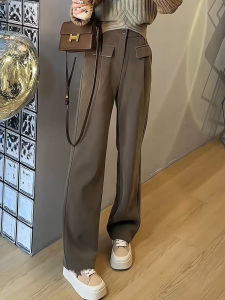 กางเกงขายาวทรงตรงลำลองสำหรับผู้หญิง กางเกงขายาวทรงตรงสีพื้น ทรงสลิมฟิต กางเกงขายาวทรงตรงสุดเก๋สำหรับผู้หญิง
