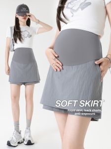 MIDULI | Maternity Short Skirt For Petite A-Line Pencil Skirt With Abdomen Support