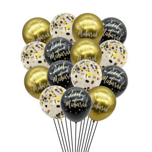 1Bag Black Gold Eid Mubarak Latex Balloons Ramadan Kareem Decor Umrah Mubarak 2026 Islamic Muslim Home Eid al-fitr Party Supplie
