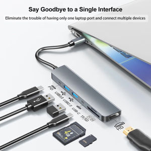 USB 3.0 Type C HUB USB C Docking Station to HDMI-compatible 4K 30HZ Type C to USB 3.0 Adapter Extender SD TF Reader PD 87W HUB