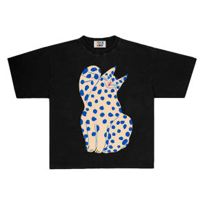 Pure Cotton 260g T-Shirt Thiết Kế in Hình Mèo Vết Sọc Đồ Phơi Nắng Thời Trang Cho Nữ Mùa Hè 2024 Chất Liệu Polyester