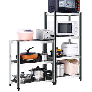 ชั้นวางของ ชั้นวางของสแตนเลส ชั้นวางไมโครเวฟ Stainless steel shelf  ชั้นเก็บของ ที่วางอุปกรณ์ในครัว  ชั้นเก็บของอเนกประสงค์