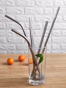 Bộ Vỉ 2 Ống Hút Inox 304 Kèm Cọ Rửa A224 – Ống Hút Thẳng & Cong Tái Sử Dụng An Toàn – Tiện Lợi