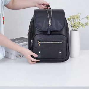 CATHERINE BAGS#L6002 Korean 13inch backpack for Women features flap-over top closure accented by vertical center zipper