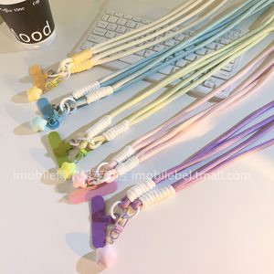 INS Style Sky Blue Five-Pointed Star Mobile Phone Pendant Long Knitted Belt Lanyard Outdoor Crossbody Mobile Phone Strap Durable Strong Knitted Belt Nylon Rope Lanyard Hanging Shoulder Halterneck Side Strap Lanyard