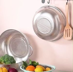 Stainless Steel Pearl Strainer Double Ear | Rice Washing Sieve | Vegetable Strainer | Kitchen Colander Basket | Household Food Drainer
