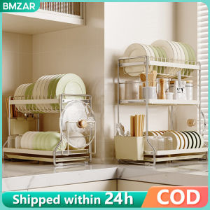 BMZAR Dish drain rack with chopstick holder Large capacity plate organizer Kitchen cutlery storage rack Comes With Tray