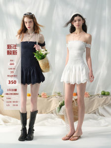 Mess Studio Spicy Girl Pure Desire Two-Way Wear Texture Waist-Cinching Strapless Dress Womens Summer Fashion Sweet Style