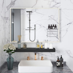 Rectangle Bathroom Mirror Wall Mirror Aluminum Mirror Hanging Mirror With Shelf/Rack