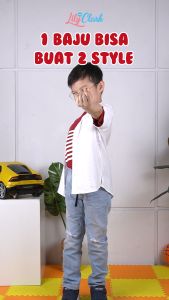 Lily And Clark Kemeja Koko Tangan Pendek Anak Laki-Laki Warna Putih KL02