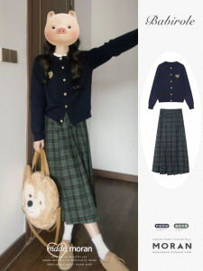 Bộ Áo Len Cardigan Dệt Kim Và Chân Váy Kẻ Caro Phong Cách Hàn Quốc Cho Nữ Bộ Thời Trang Hai Mảnh Mùa Xuân Thu