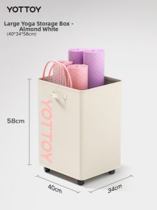 yottoy | Yoga Mat Storage Basket with Wheels Home Gym Accessories Organizer