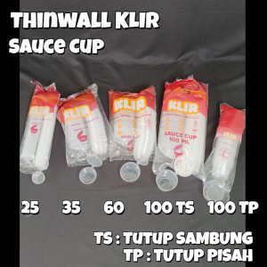 Thinwall Sauce Cup KLIR 25 ml Isi 50 Pcs / Anti Pecah / Kotak Saus Tebal