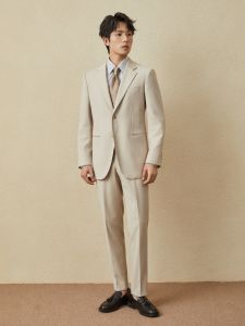 Champagne-colored Formal Business Casual Suit for Grooms