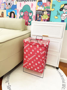 Cartoon Creative Iron Frame Laundry Basket Bathroom Waterproof Foldable Basket Miscellaneous Storage Bucket Floor Level