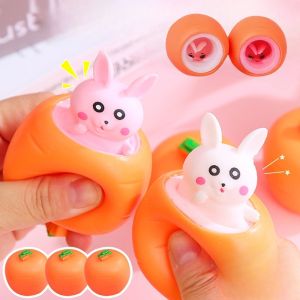 Easter Carrot Rabbit Squeeze Telescopic Toy for Kids Creative Stress Relief Music Pinch Cup Radish Rabbit Childrens Gift