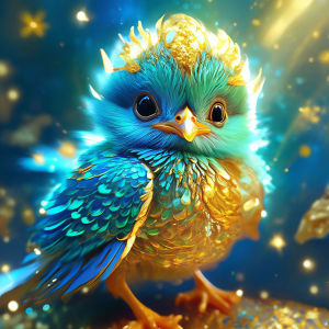 Huacan Diamond Painting Blue Gold Feathered Bird Diamond Embroidery Animal Complete Kit Home Decoration