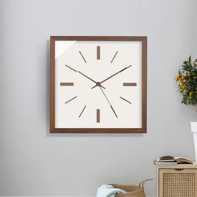 TQJ | Quiet Wooden Square Creative Simple Radio Controlled Wall Clock