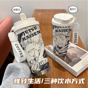 Anime Shown Stainless Steel 316 Water Bottle Straw Straight Drinking Mens Version Cute And High Aesthetic Value Thermal Cup