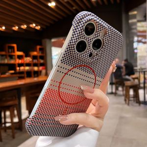 Luxury Carbon Fiber Broderless for Magsafe Case for iPhone 17 16 Pro Max 16 Plus Ultra Cover for iPhone 13 12 11 14 15 17 Air