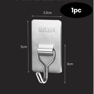 Self-Adhesive Towel Hooks 304 Stainless Steel Stick-On Wall Hooks For Home Coat Robe Bathroom Organization Accessories